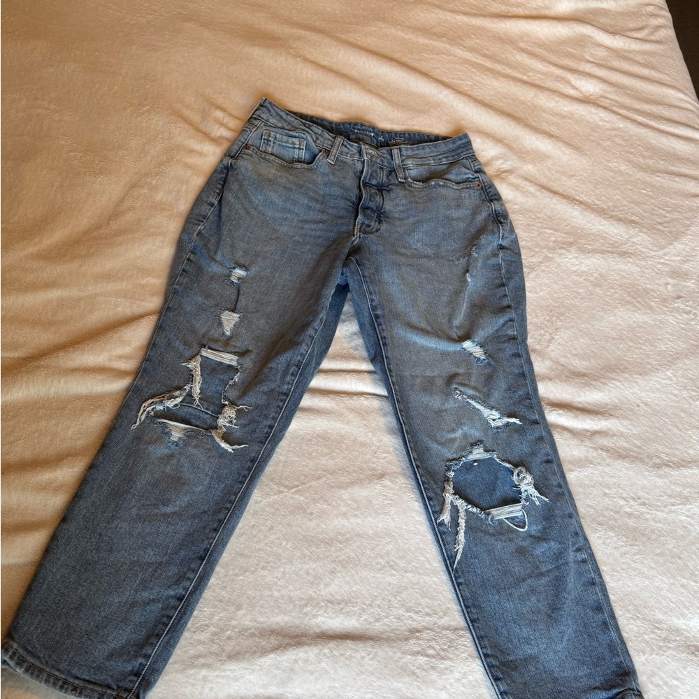 Old Navy Blue Boyfriend Jeans Relaxed Fit Distressed